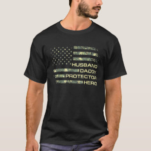 Mens Husband Daddy Protector Father Day America Fl T-Shirt