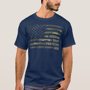 Mens Husband Daddy Protector Hero American Flag Fa T-Shirt