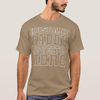Mens HUSBAND DADDY PROTECTOR HERO Dad Father Funny T-Shirt