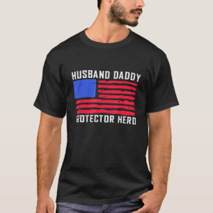 Mens Husband Daddy Protector Hero Fathers Day Amer T-Shirt