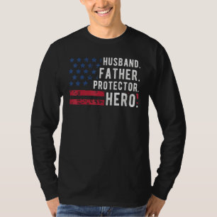 Mens Husband Daddy Protector Hero Fathers Day Amer T-Shirt