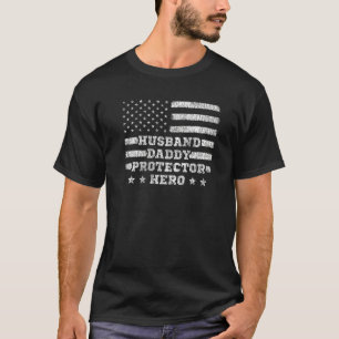 Mens Husband Daddy Protector Hero Father's Day Fla T-Shirt