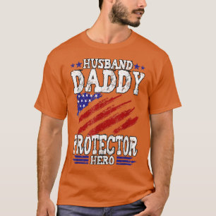 Mens Husband Daddy Protector Hero Fathers Day T-Shirt