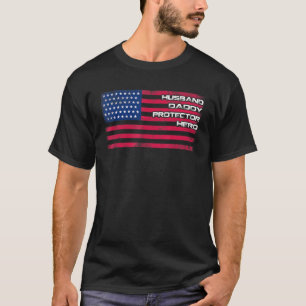 Mens Husband Daddy Protector Hero Fathers Day T-Shirt