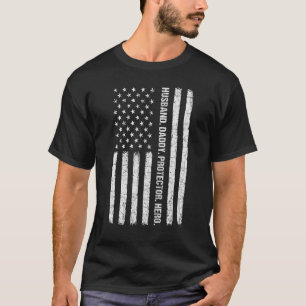 Mens Husband Daddy Protector Hero Father's Day Usa T-Shirt
