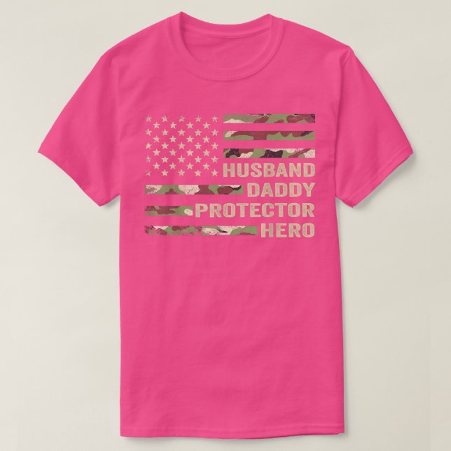 Mens Husband Daddy Protector Hero Shirt Fathers Da (Design Front)