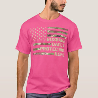Mens Husband Daddy Protector Hero Shirt Fathers Da