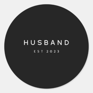 Mens Husband Est 2023 Classic Round Sticker
