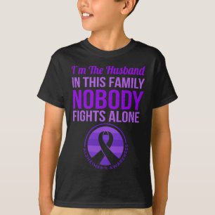 Mens Husband Nobody Fights Alone Alzheimer's Aware T-Shirt