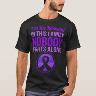 Mens Husband Nobody Fights Alone Alzheimer's Aware T-Shirt