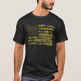 Mens Husband Protector Daddy Hero Father's Day Cam T-Shirt