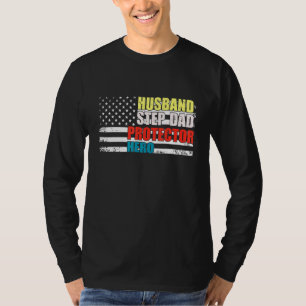 Mens Husband Step-Dad Protector Hero Fathers Day F T-Shirt