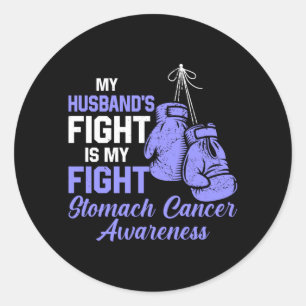 Mens Husbands Fight Is Fight Stomach Cancer Classic Round Sticker