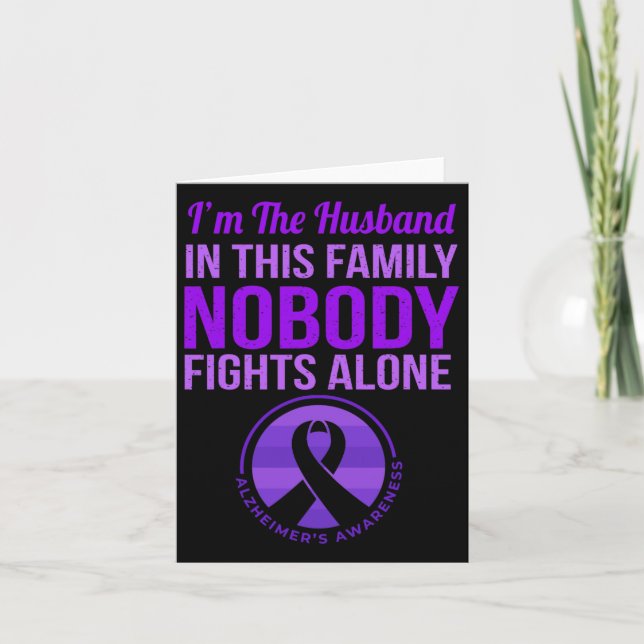 Mens Husnd Nobody Fights Alone Heimerheimer's Awar Card (Front)