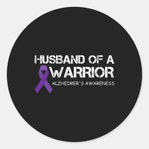 Mens Husnd Of A Warrior Heimerheimer's Awareness  Classic Round Sticker