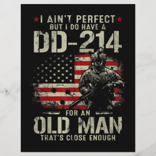 Mens I Ain't Perfect I Do Have A DD-214 Veteran Custom Letterhead