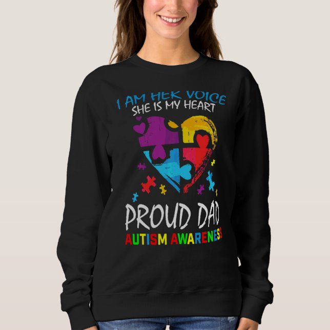Mens I Am Her Voice My Heart Daughter Autism Aware Sweatshirt (Front)