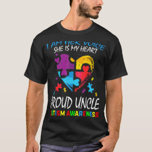 Mens I Am Her Voice My Heart Proud Uncle Autism Aw T-Shirt