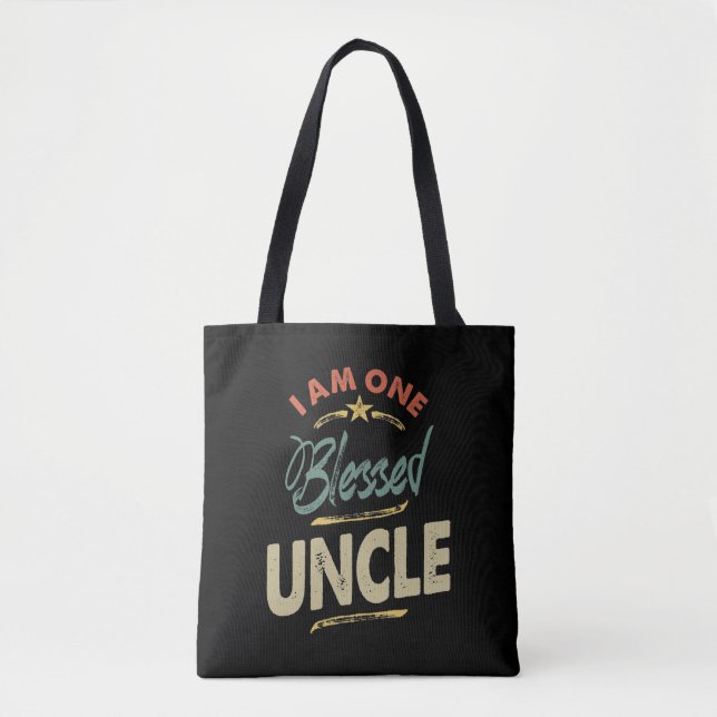 Mens I Am One Blessed Uncle Gift Tote Bag (Front)