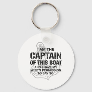 Mens I Am The Captain Of This Boat Funny Boating Key Ring