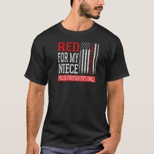 Mens I Back The Red For My Niece Firefighter's Unc T-Shirt