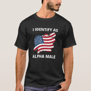 Mens I Identify As Alpha Mens American Flag T-Shirt