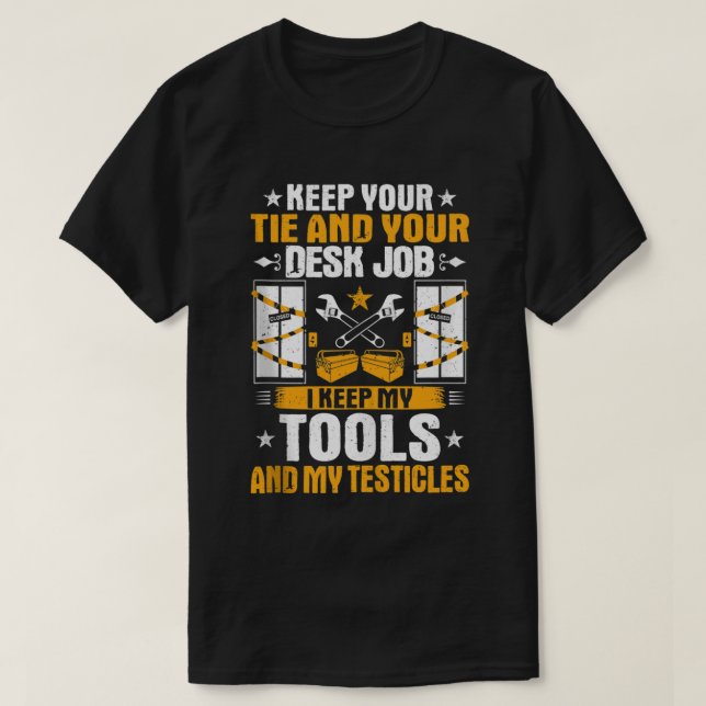 Mens I Keep My Tools Elevator Mechanic T-Shirt (Design Front)