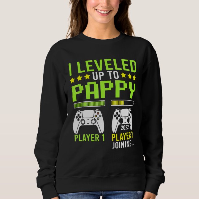 Mens I Levelled Up To Pappy  Fun Video Games Gamer Sweatshirt (Front)