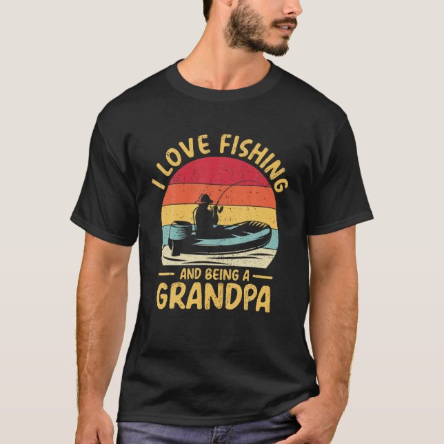 Mens I Love Fishing And Being A Grandpa. Funny Vin T-Shirt (Front)