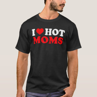 Mens I Love Hot Moms Red Heart For Hot Moms Retro T-Shirt