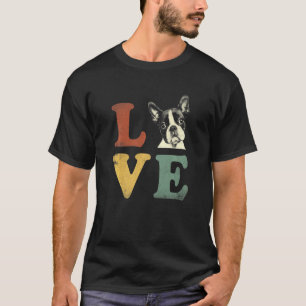 Mens I Love My Boston Terrier For Dog Retro T-Shirt