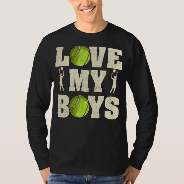 Mens I Love My Boys Tennis  Father's Day Tennis Da T-Shirt (Front)