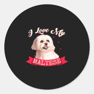 Mens i love my maltese maltese performance  classic round sticker