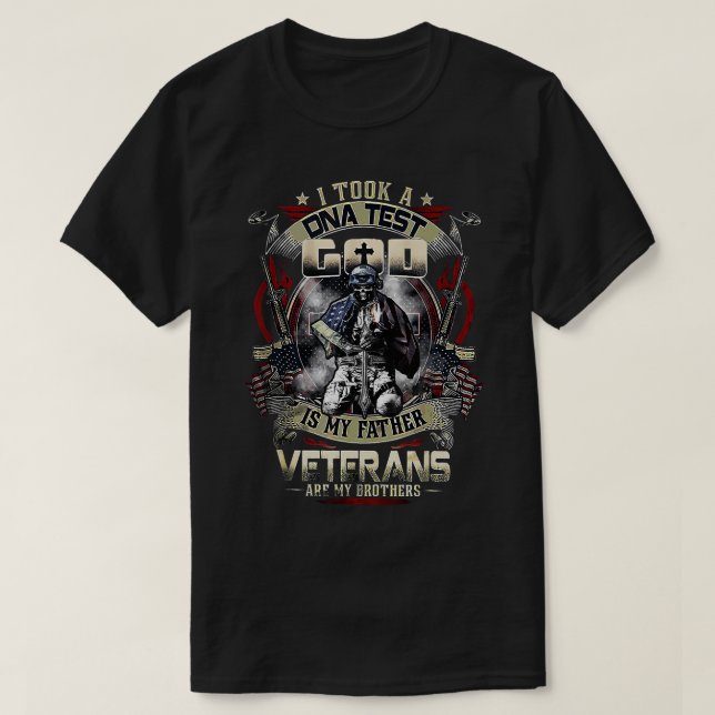 Mens I Took A DNA Test God Is My Father Veterans B T-Shirt (Design Front)