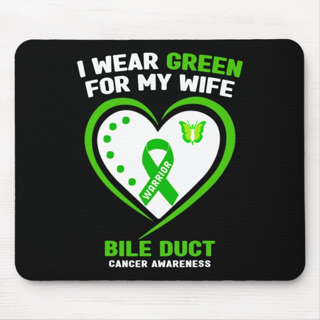 Mens I Wear Green For My Wife Bile Duct Cancer Awa Mouse Pad (Front)