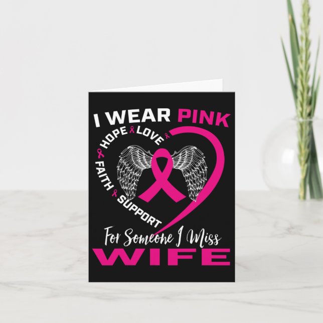Mens I Wear Pink For My Wife Breast Cancer Memoria Card (Front)