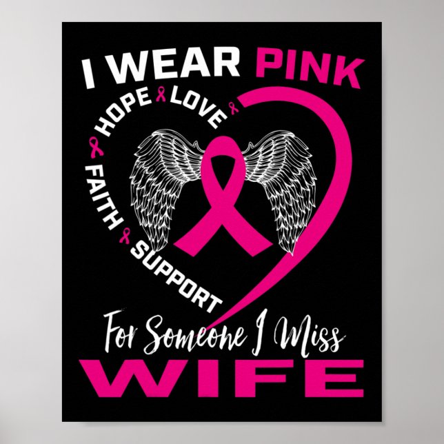 Mens I Wear Pink For My Wife Breast Cancer Memoria Poster (Front)