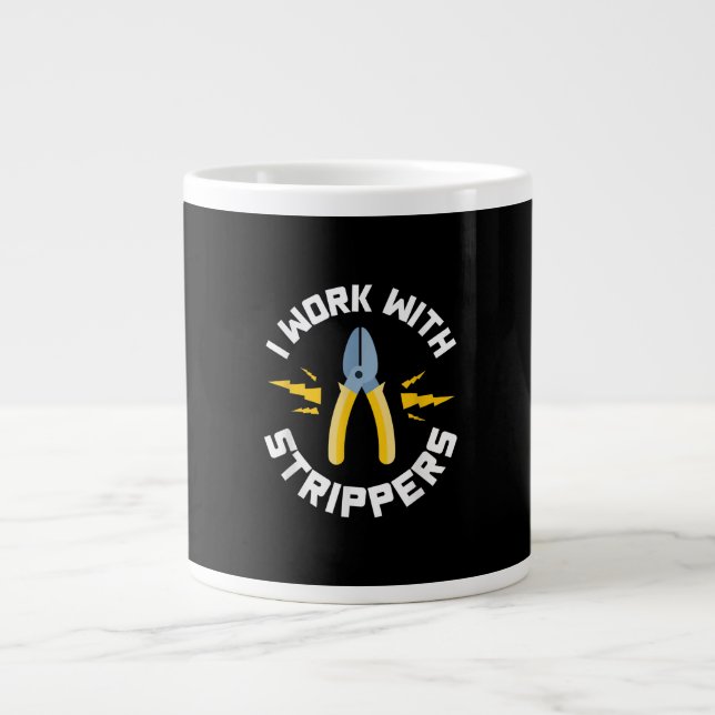 Mens I Work With Electrician Union Large Coffee Mug (Front)
