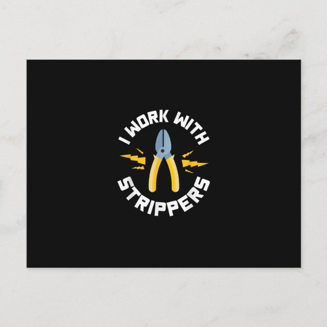 Mens I Work With Electrician Union Postcard (Front)
