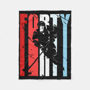 Mens Ice Hockey 40th Birthday Player Motivational  Fleece Blanket