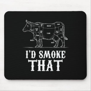 Mens I'd Smoke That Cow Bbq Grillmasters Fathers D Mouse Pad
