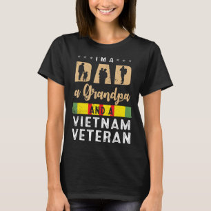 Mens I'm A Dad Grandpa And Vietnam Veteran Retro V T-Shirt