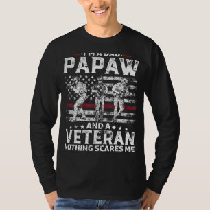 Mens I'm A Dad Papaw Shirt Veteran Father's Day 1