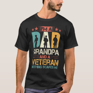 Mens I'm A Grandpa And A Veteran Nothing Scares Me T-Shirt