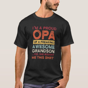 Mens I'm a proud opa of a awesome grandson grandki T-Shirt
