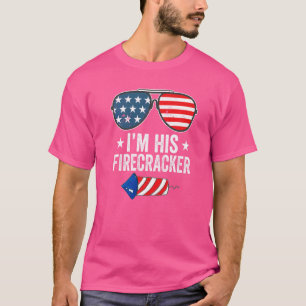 Mens I'm His Firecracker Cute 4th Of July Matching T-Shirt