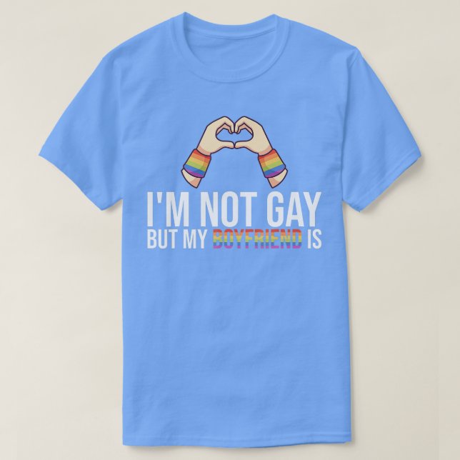 Mens Im Not Gay But My Boyfriend Is Couple Pride M T-Shirt (Design Front)