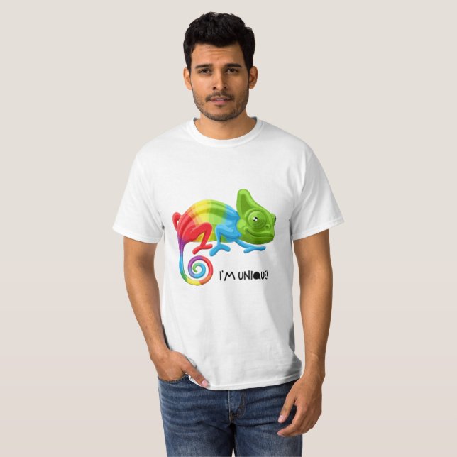 Men's I'm Unique Chameleon Tee - Bold Rainbow  (Front Full)