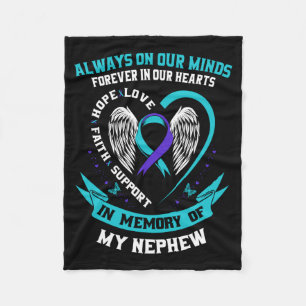 Mens In Memory Of Nephew Suicide Awareness Fleece Blanket