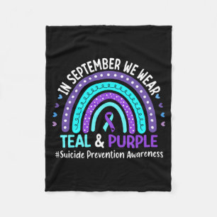 Mens In September Wear Teal Purple Ribbon Suicide Fleece Blanket